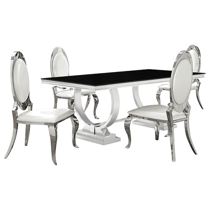 Antoine Rectangular Glass Top Dining Set Chrome - Bargain Furniture (Detroit, MI)