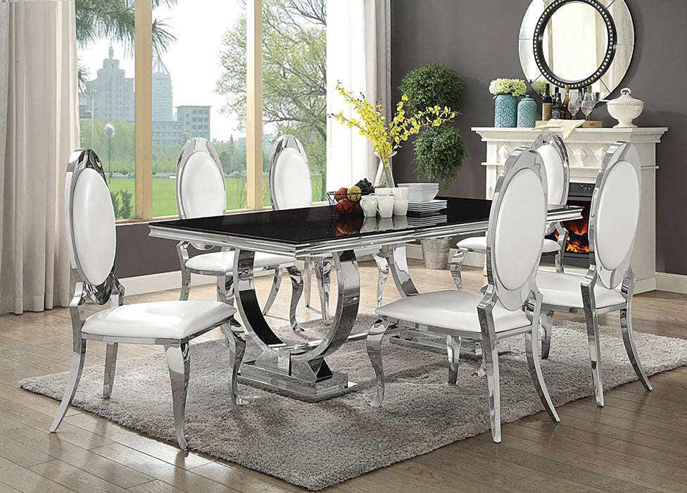 Antoine Rectangular Glass Top Dining Set Chrome - Bargain Furniture (Detroit, MI)