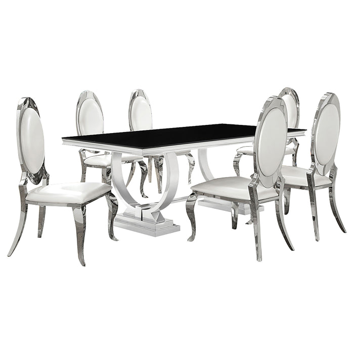 Antoine Rectangular Glass Top Dining Set Chrome - Bargain Furniture (Detroit, MI)