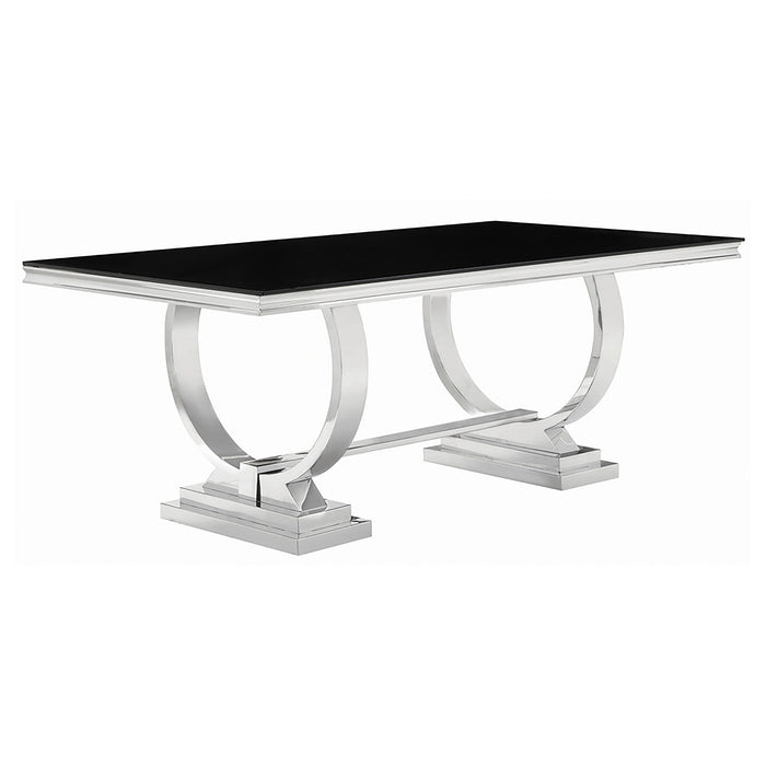 Antoine Rectangular Glass Top Dining Set Chrome - Bargain Furniture (Detroit, MI)