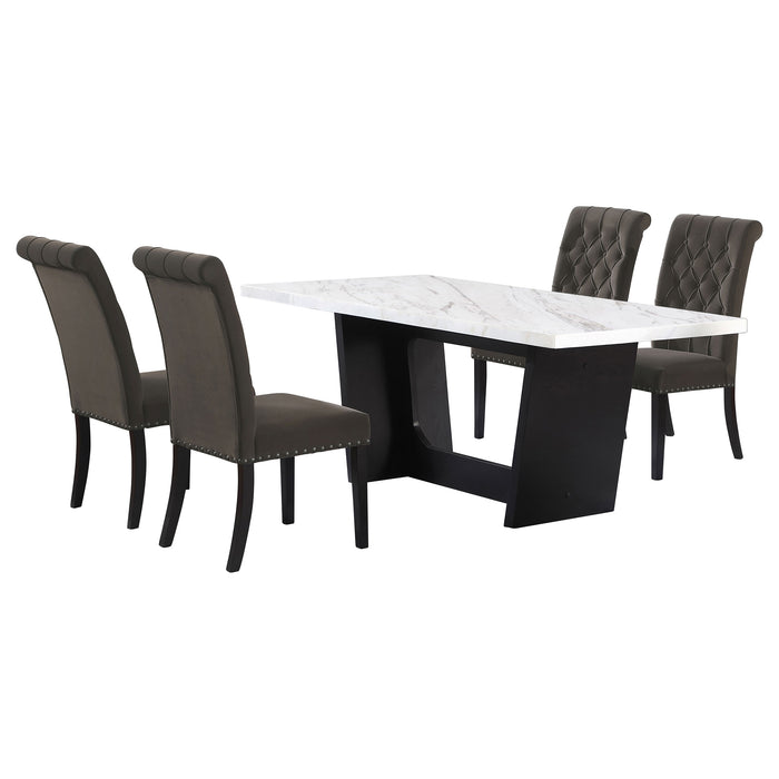 Sherry Rectangular Marble Top Dining Table set - Bargain Furniture (Detroit, MI)