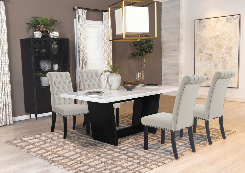 Sherry Rectangular Marble Top Dining Table set - Bargain Furniture (Detroit, MI)
