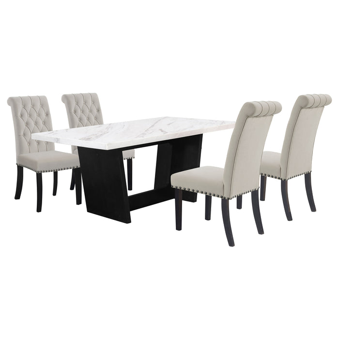 Sherry Rectangular Marble Top Dining Table set - Bargain Furniture (Detroit, MI)