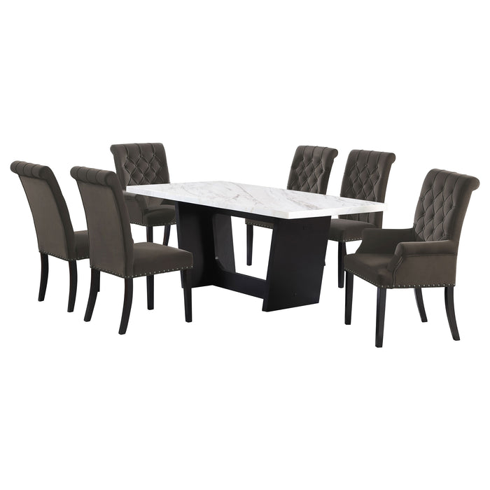 Sherry Rectangular Marble Top Dining Table set - Bargain Furniture (Detroit, MI)