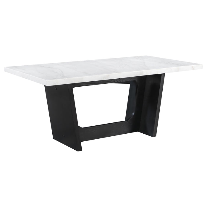Sherry Rectangular Marble Top Dining Table set - Bargain Furniture (Detroit, MI)