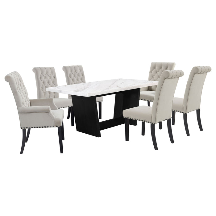 Sherry Rectangular Marble Top Dining Table set - Bargain Furniture (Detroit, MI)