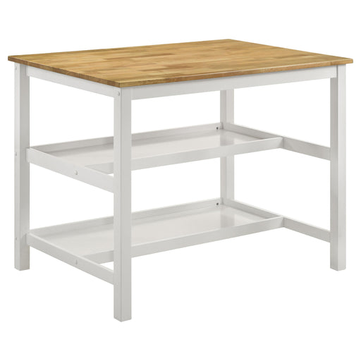 Edgeworth Kitchen Island Counter Table Brown and White - Bargain Furniture (Detroit, MI)