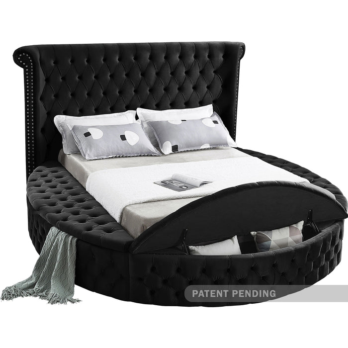 Luxus Black Velvet Queen Bed (3 Boxes)