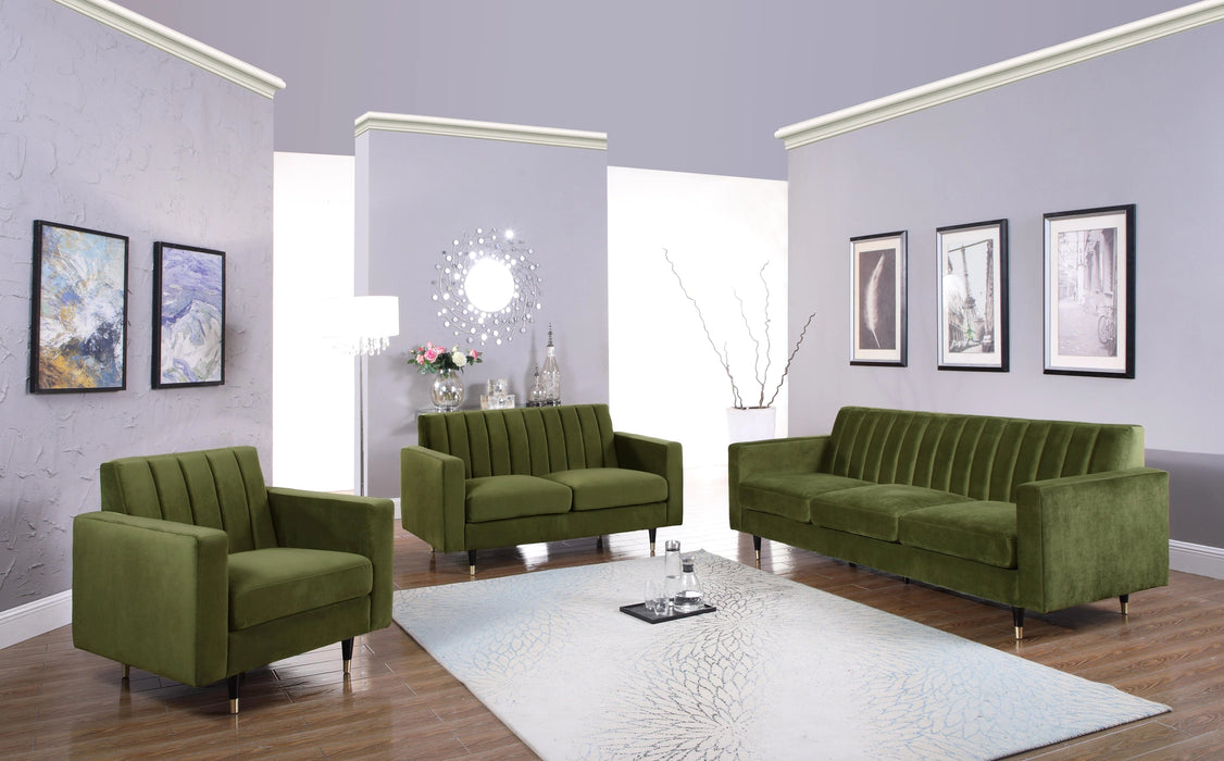 Lola Olive Velvet Loveseat