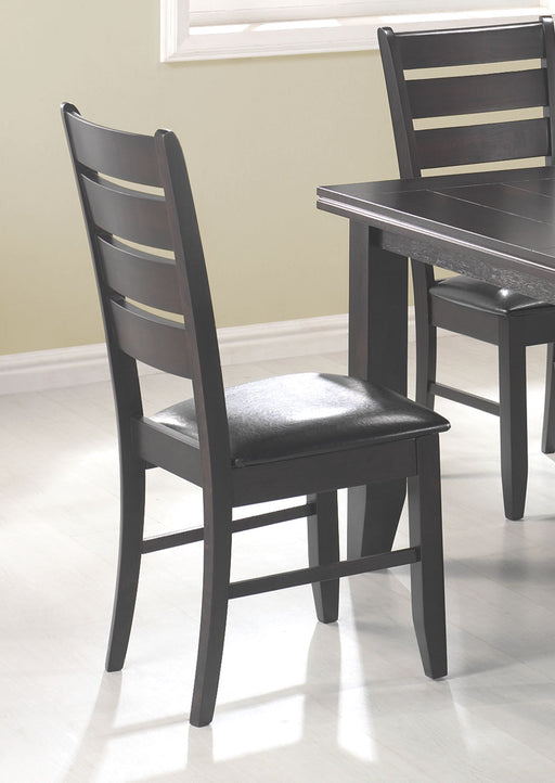 Dalila Ladder Back Side Chairs Cappuccino and Black (Set of 2) - Bargain Furniture (Detroit, MI)