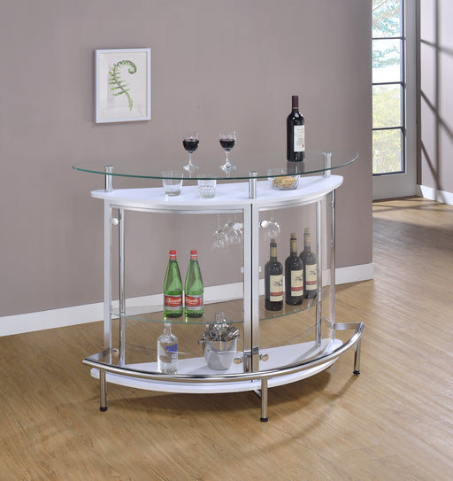 Amarillo 2-tier Bar Unit White and Chrome - Bargain Furniture (Detroit, MI)