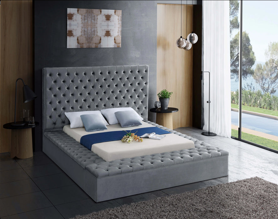 Bliss Grey Velvet King Bed (3 Boxes)
