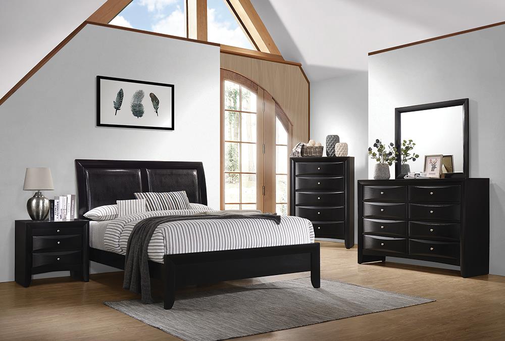 Briana Panel Bedroom Set California King, Eastren King, & Queen with Sleigh Headboard Black 4 & 5 Piece - Bargain Furniture (Detroit, MI)