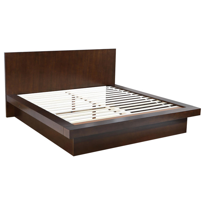Jessica Eastern King & Queen Platform Bed with Rail Seating Cappuccino - Bargain Furniture (Detroit, MI)
