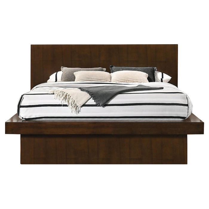 Jessica Eastern King & Queen Platform Bed with Rail Seating Cappuccino - Bargain Furniture (Detroit, MI)