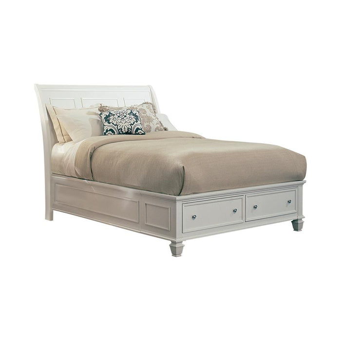 Sandy Beach Queen & E.King Storage Sleigh Bed Black & White - Bargain Furniture (Detroit, MI)