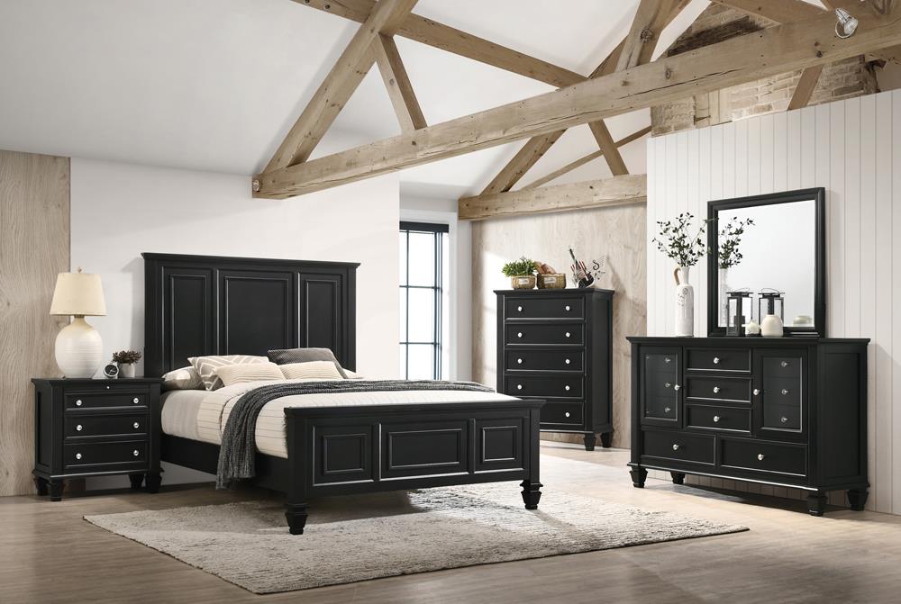 Sandy Beach 4 & 5 Piece Storage Bedroom Set with Sleigh Headboard E.King, Queen, & Cal.King - Bargain Furniture (Detroit, MI)