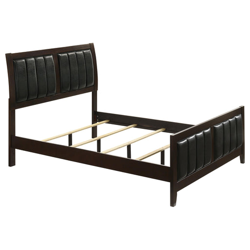 Carlton Full & Twin Upholstered Panel Bed Cappuccino and Black - Bargain Furniture (Detroit, MI)