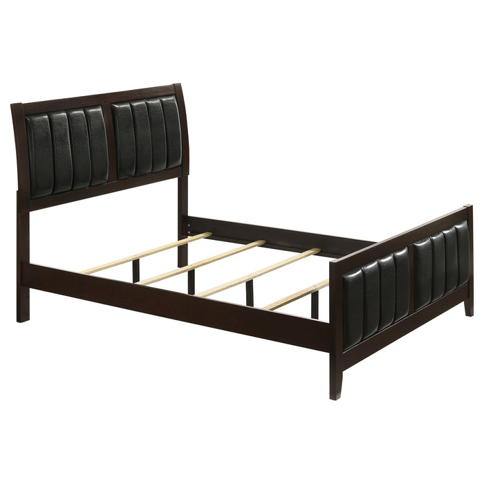 Carlton Full & Twin Upholstered Panel Bed Cappuccino and Black - Bargain Furniture (Detroit, MI)
