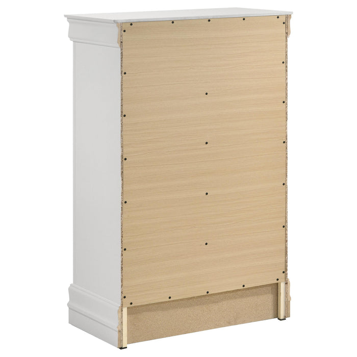 Louis Philippe 5-drawer Bedroom Chest White - Bargain Furniture (Detroit, MI)