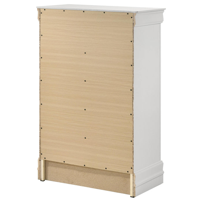 Louis Philippe 5-drawer Bedroom Chest White - Bargain Furniture (Detroit, MI)