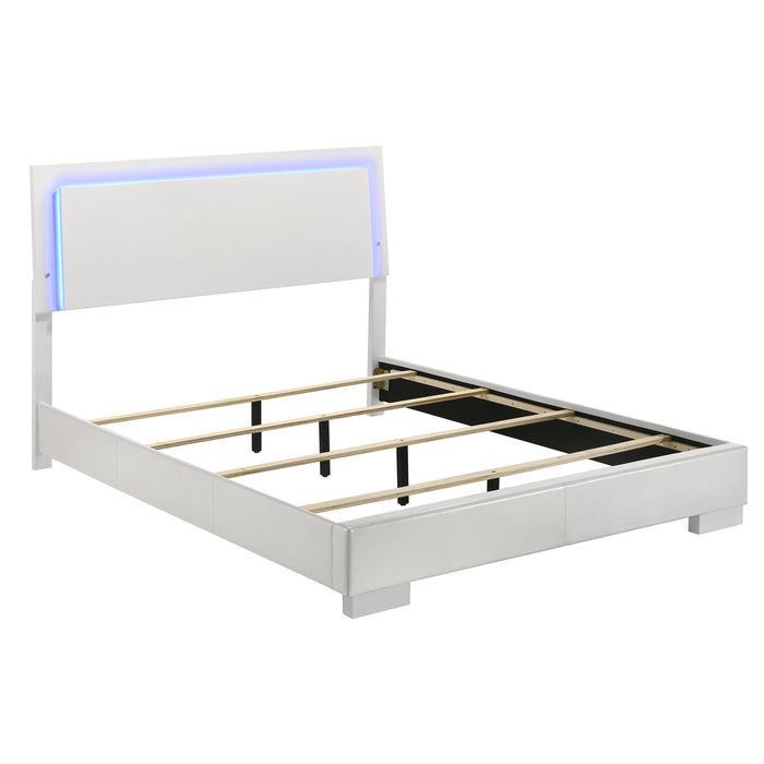 Felicity Eastern King, Queen, & Cal.King Panel Bed with LED Lighting Glossy White - Bargain Furniture (Detroit, MI)