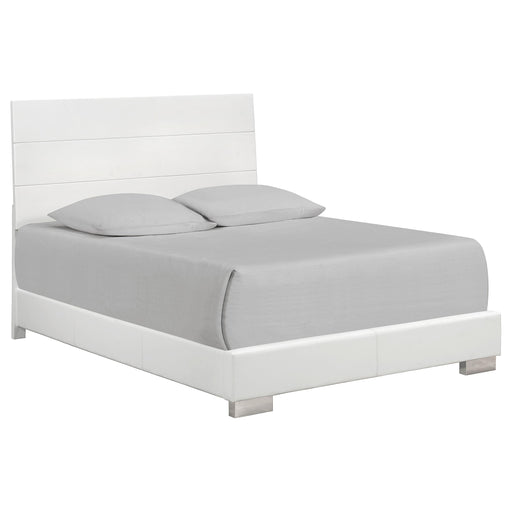 Felicity Eastern King, Queen, & Cal.King Panel Bed Glossy White - Bargain Furniture (Detroit, MI)