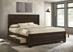 Kauffman California King, Eastren king, & Queen Storage Bed Dark Cocoa - Bargain Furniture (Detroit, MI)