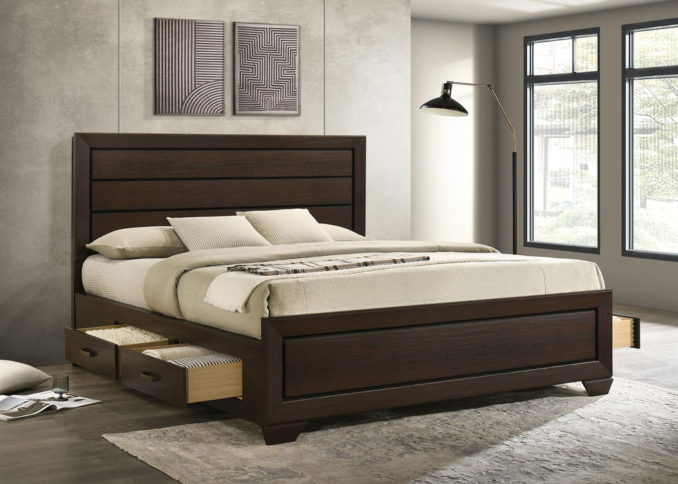 Kauffman California King, Eastren king, & Queen Storage Bed Dark Cocoa - Bargain Furniture (Detroit, MI)