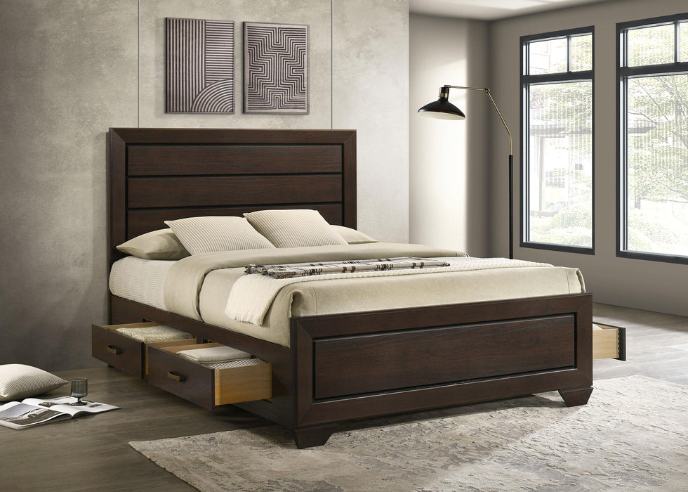 Kauffman California King, Eastren king, & Queen Storage Bed Dark Cocoa - Bargain Furniture (Detroit, MI)