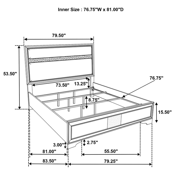 Miranda California King, E.King, Queen, Full, & Twin Bed Black & White - Bargain Furniture (Detroit, MI)