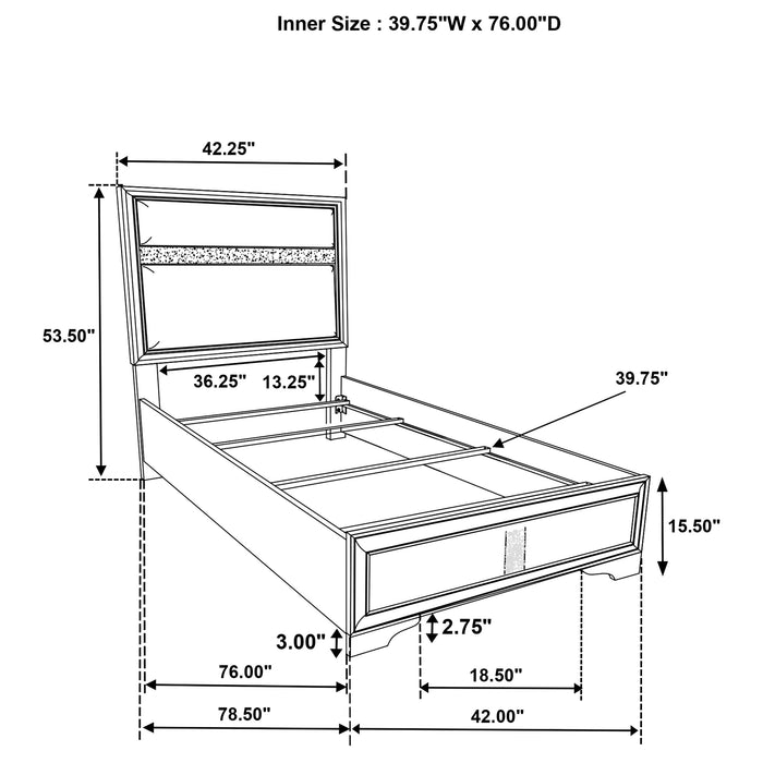 Miranda California King, E.King, Queen, Full, & Twin Bed Black & White - Bargain Furniture (Detroit, MI)