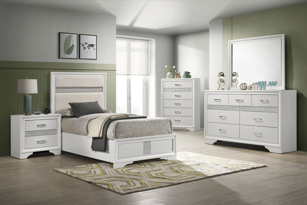 Miranda California King, E.King, Queen, Full, & Twin Bed Black & White - Bargain Furniture (Detroit, MI)