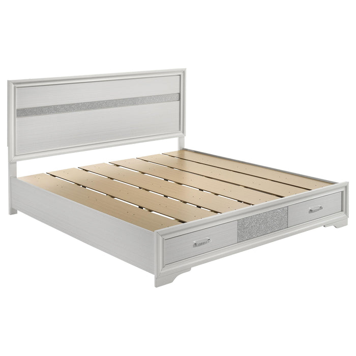 Miranda California King. E.King, & Queen 2-drawer Storage Bed Black & White - Bargain Furniture (Detroit, MI)