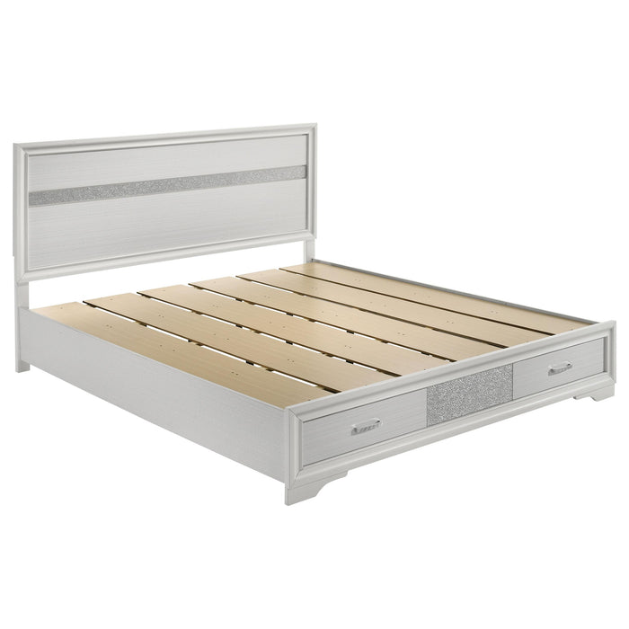 Miranda California King. E.King, & Queen 2-drawer Storage Bed Black & White - Bargain Furniture (Detroit, MI)
