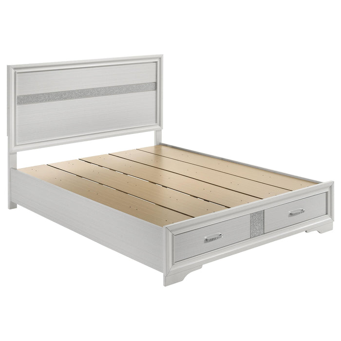 Miranda California King. E.King, & Queen 2-drawer Storage Bed Black & White - Bargain Furniture (Detroit, MI)