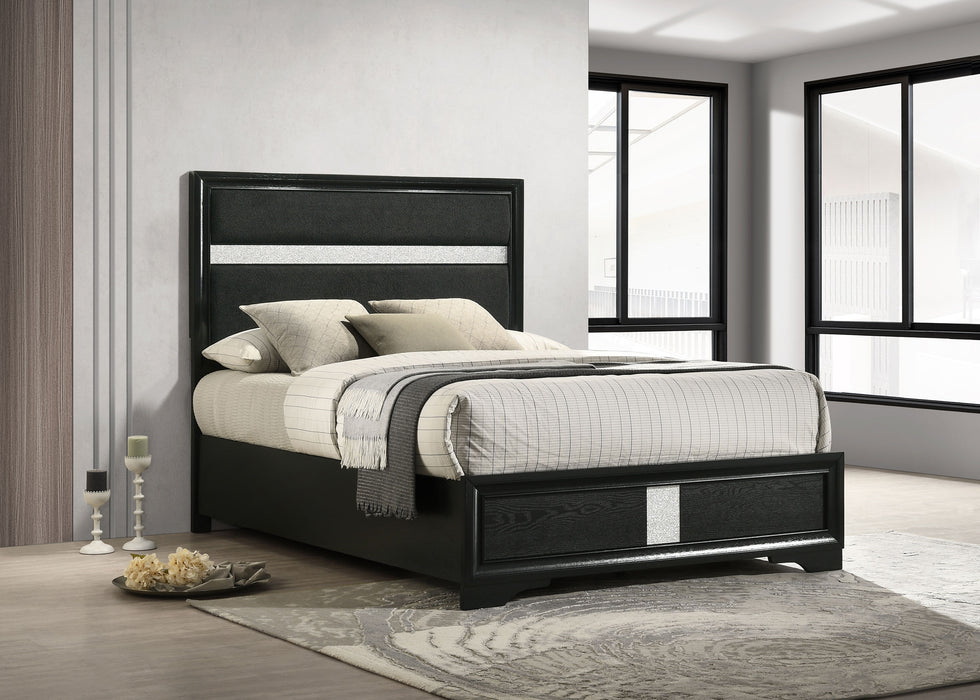 Miranda California King, E.King, Queen, Full, & Twin Bed Black & White - Bargain Furniture (Detroit, MI)