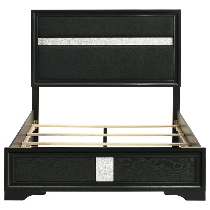 Miranda California King, E.King, Queen, Full, & Twin Bed Black & White - Bargain Furniture (Detroit, MI)