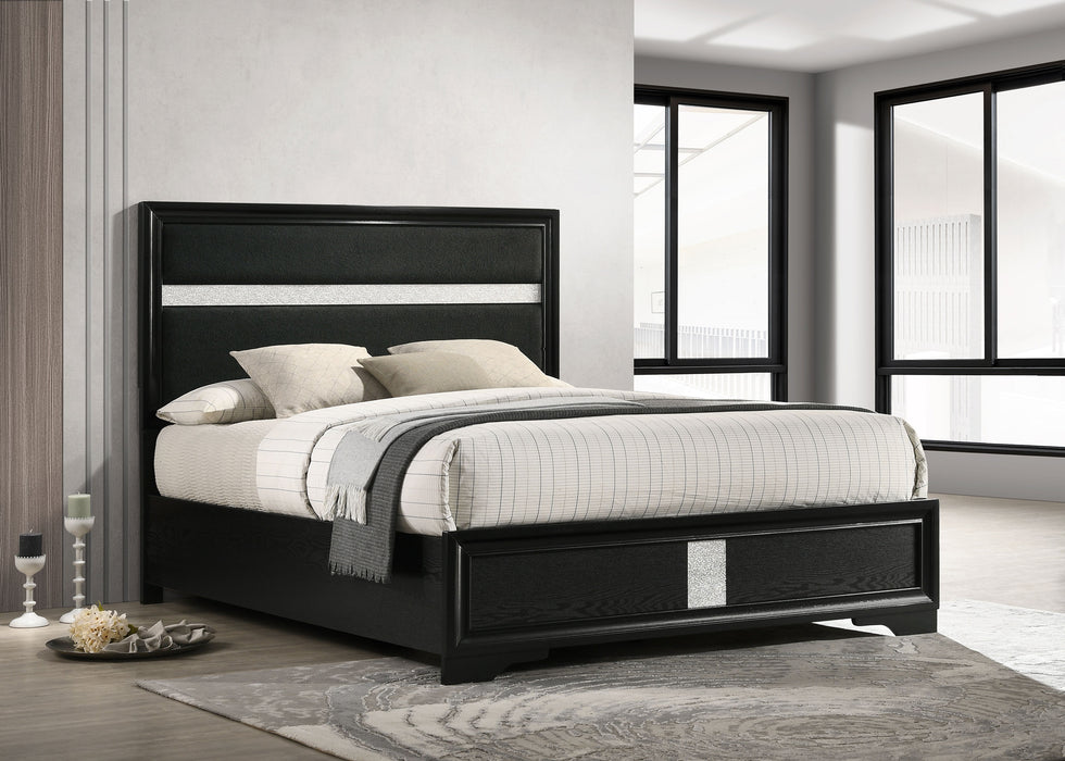 Miranda California King, E.King, Queen, Full, & Twin Bed Black & White - Bargain Furniture (Detroit, MI)