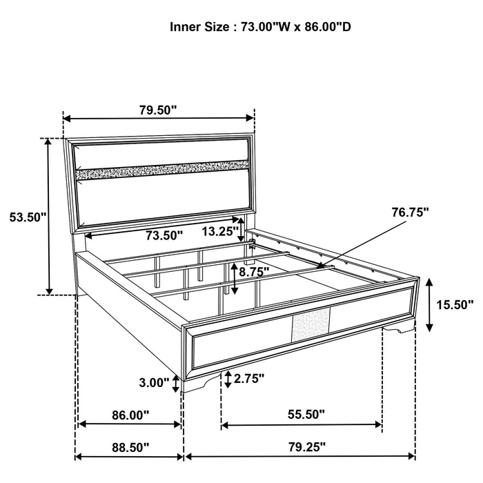 Miranda California King, E.King, Queen, Full, & Twin Bed Black & White - Bargain Furniture (Detroit, MI)