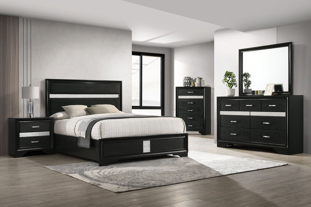 Miranda California King, E.King, Queen, Full, & Twin Bed Black & White - Bargain Furniture (Detroit, MI)