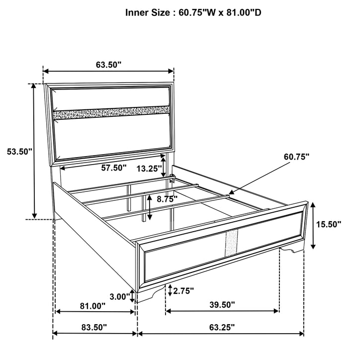 Miranda California King, E.King, Queen, Full, & Twin Bed Black & White - Bargain Furniture (Detroit, MI)