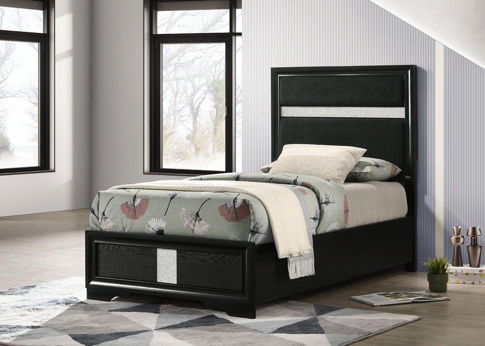 Miranda California King, E.King, Queen, Full, & Twin Bed Black & White - Bargain Furniture (Detroit, MI)