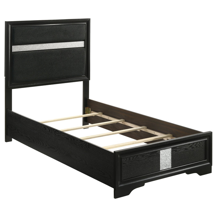 Miranda California King, E.King, Queen, Full, & Twin Bed Black & White - Bargain Furniture (Detroit, MI)
