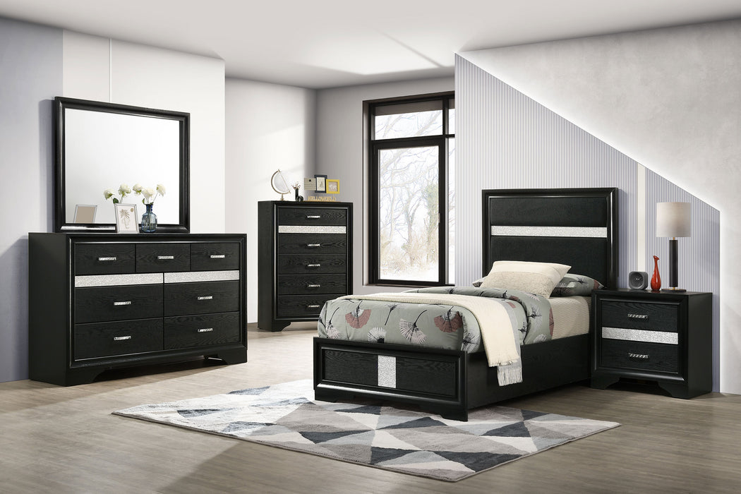 Miranda California King, E.King, Queen, Full, & Twin Bed Black & White - Bargain Furniture (Detroit, MI)