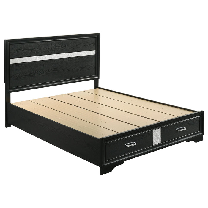Miranda California King. E.King, & Queen 2-drawer Storage Bed Black & White - Bargain Furniture (Detroit, MI)