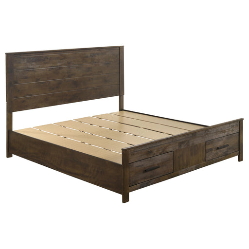 Woodmont Eastern King & Queen Storage Bed Rustic Golden Brown - Bargain Furniture (Detroit, MI)