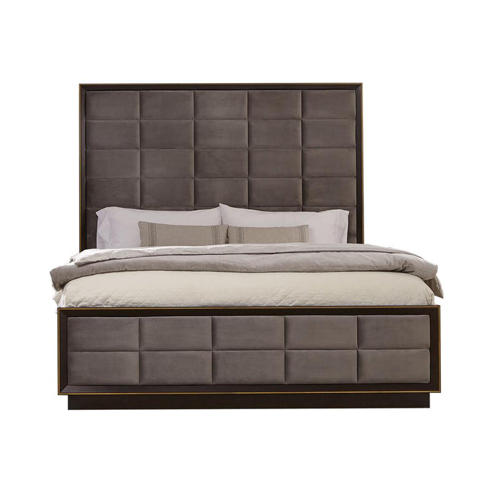 Durango California King, Eastren King, & Queen Upholstered Bed Smoked Peppercorn and Grey - Bargain Furniture (Detroit, MI)