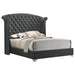 Melody California King, Eastren King, Queen Wingback Upholstered Bed Pacific Blue & Grey - Bargain Furniture (Detroit, MI)
