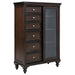 Andover 6-drawer Tempered Glass Door Chest Dark Oak - Bargain Furniture (Detroit, MI)